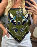 2 Pieces Outfit Floral Print Spaghetti Strap Sleeveless Tank and Casual Shorts Set