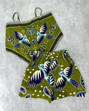 2 Pieces Outfit Floral Print Spaghetti Strap Sleeveless Tank and Casual Shorts Set