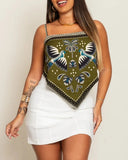 2 Pieces Outfit Floral Print Spaghetti Strap Sleeveless Tank and Casual Shorts Set