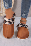 Chestnut Leopard Patched Plush Lined Thick Home Slippers