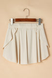 Beige Drawstring High Waist Lined Tennis Skorts