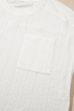 Jet Stream Textured Patched Pocket Short Sleeve Top Drawstring Shorts Set