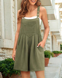 Buttoned Pocket Design Suspender Romper