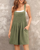 Buttoned Pocket Design Suspender Romper