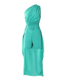 High Low Hem One Shoulder Top & Belted Shorts Set