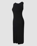 ChicMe ShapeSculpt Shapewear Built in Bra Tank Bodycon Dress Sleeveless Crew Neck Slim Casual Ribbed Mid calf Dress