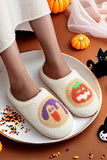 White Halloween Pumpkin Plush Winter Home Slippers