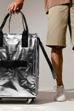 Silvery Foldable Rolling Large Shopping Tote Bag