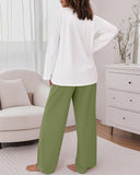 Floral Print Long Sleeve Top and Causal Pants Set