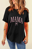 Black MAMA Bow Embroidered Crewneck Tee