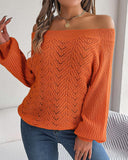 Off Shoulder Lantern Sleeve Knit Sweater