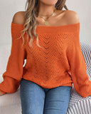 Off Shoulder Lantern Sleeve Knit Sweater