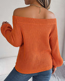 Off Shoulder Lantern Sleeve Knit Sweater