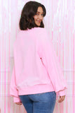 Pink Hugs and Kisses Pop Up Embroidered Raglan Sleeve Sweatshirt