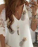 Pineapple Print Cold Shoulder Lace Dress