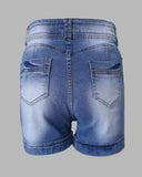 High Waist Tied Detail Denim Shorts