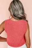 Tomato Red Lace-up Front V Neck Sweater Vest