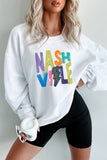 White Nashville Graphic Corded Oversized Sweatshirt