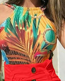 Button High Waist Belted Shorts