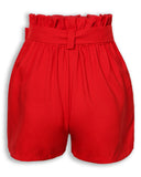 Button High Waist Belted Shorts