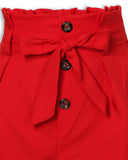 Button High Waist Belted Shorts