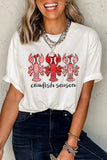 White Crawfish Season Fashion Graphic Crewneck T Shirt