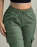 Side Pockets Drawstring Waist Cropped Cargo Pants