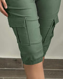 Pocket Design Cuffed Drawstring Pants