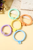 Pink 5Pcs Smile Face Tab Braided Hair Tie Set