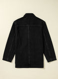 Black Side Pockets Lapel Collar Denim Jacket
