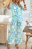 Sky Blue Shell Print Half Sleeve Shirt and Pants Set