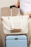 White Quilted Patchwork Large Tote Bag and Clutch 2pcs Set