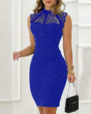 Glitter Contrast Lace Party Dress