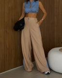 2 Pieces Outfit Zipper Front Sleeveless Denim Crop Top and Casual Side Striped Print Slit Pants Set