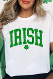 White IRISH Clover Glitter Printed St Patricks T Shirt