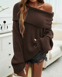 Off Shoulder Long Sleeve Oversized Knit Sweater