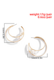 Gold Pearl Decor Dual Hook Stud Earrings