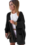 Black Oversized Fold Over Sleeve Open Front Cardigan