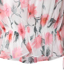 Off Shoulder Floral Print Lantern Sleeve Top