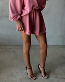 Long Sleeve Strechy Waist A Line Romper Casual Pockets Design Short Jumpsuit