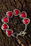 Fiery Red Western Heart Decor Alloy Bracelet