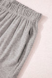 Gray Solid Color Loose Tee 2 Piece Shorts Set