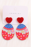 Fiery Red Happy Easter Mixed Pattern Holiday Earrings