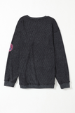Black Sequined Christmas Elements Corded Baggy Sweatshirt