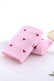 Pink Heart Embroidered Soft Bath Towel