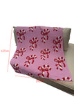 Bright Pink Bow Candy Cane Pattern Soft Fleece Blanket