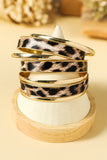 Gold Leopard Print Alloy Multi Layered Bangle Bracelet