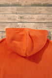 Orange Fleece Lined Half Zipper Kangaroo Pockets Loose Hoodie