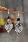 Silvery Vintage Leaf Shape Bead Dangle Earrings