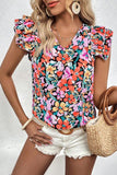 Multicolour Tiered Ruffled Sleeve Floral Blouse